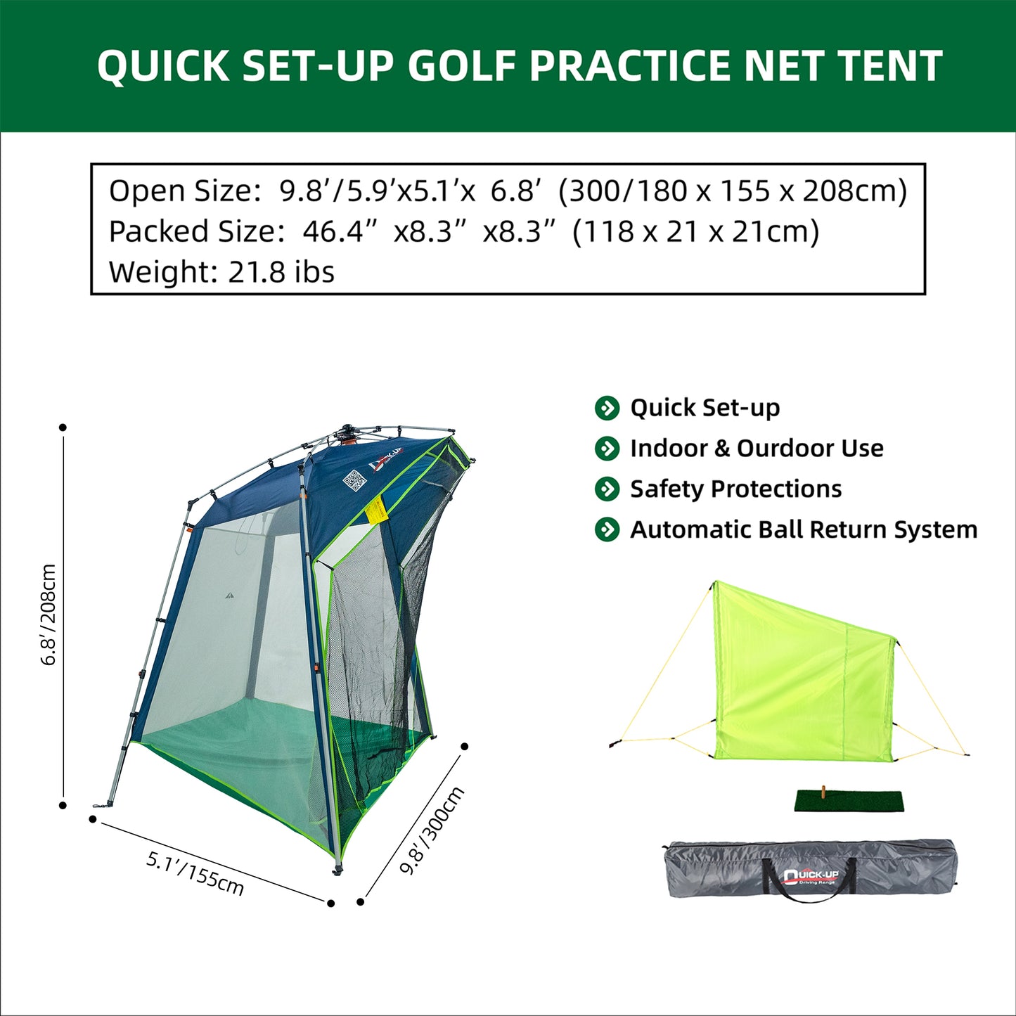 Quick-up Indoor Golf Range Deluxe 10'(W) X7'(H)